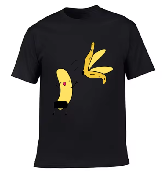 Men's Banana Disrobe Funny Design Print T-shirt