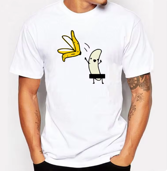 Men's Banana Disrobe Funny Design Print T-shirt