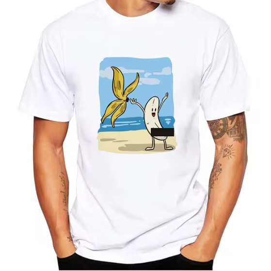 Men's Banana Disrobe Funny Design Print T-shirt