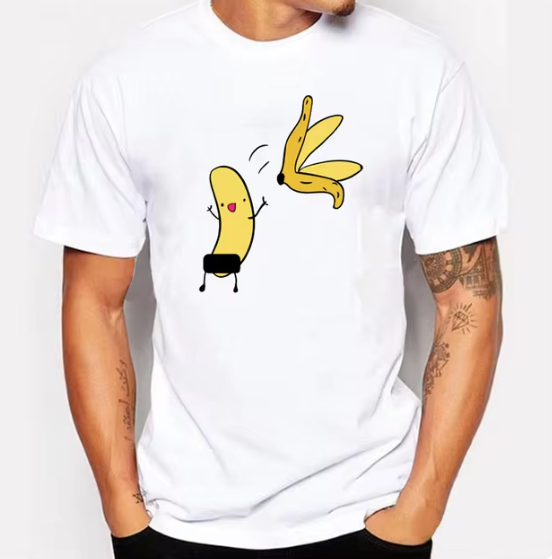 Men's Banana Disrobe Funny Design Print T-shirt